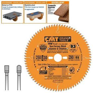 CMT - Zaagblad - 250 mm - Aluminium, Messing, Koper, PVC, Composiet