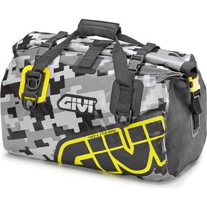 GIVI Easy-T Waterproof - Bagagerol met schouderriem 40 L grijs camouflageontwerp, neongele belettering