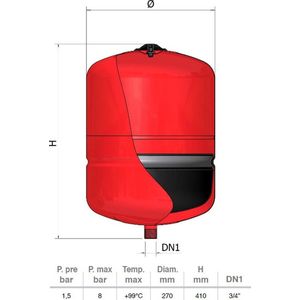 Elbi A102L24 expansievat voor verwarming er-18 ce, blauw/rood/wit