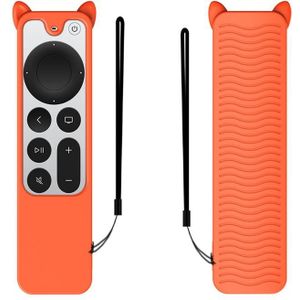 Cat Ears Shape Silicone Protective Case Cover For Apple TV 4K 4th Siri Remote Controller(Orange)