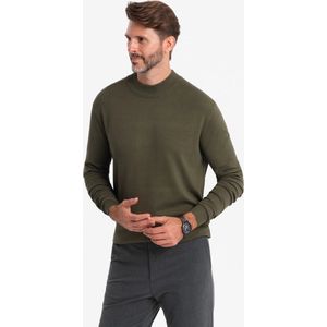 Ombre - Italianstyle - Heren Sweater - Groen Olijf - Half Turtleneck