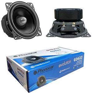 2 PHONOCAR 02622 mid bass woofer luidsprekers 10,00 cm 100 mm 4"" 50 watt rms 100 watt max impedantie 4 ohm 92 db spl autodeur auto zwart, per paar