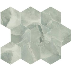 EnergieKer Onyx ek wand- en vloertegel - 26x30cm - Natuursteen look - hexagon - Jade pulido gepolijst (groen) SW07314177-7