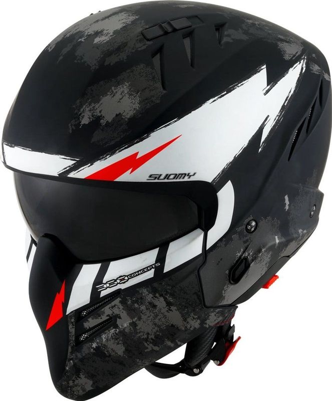 Suomy - Armor - Jethelm - Zwart Wit - Polycarbonaat