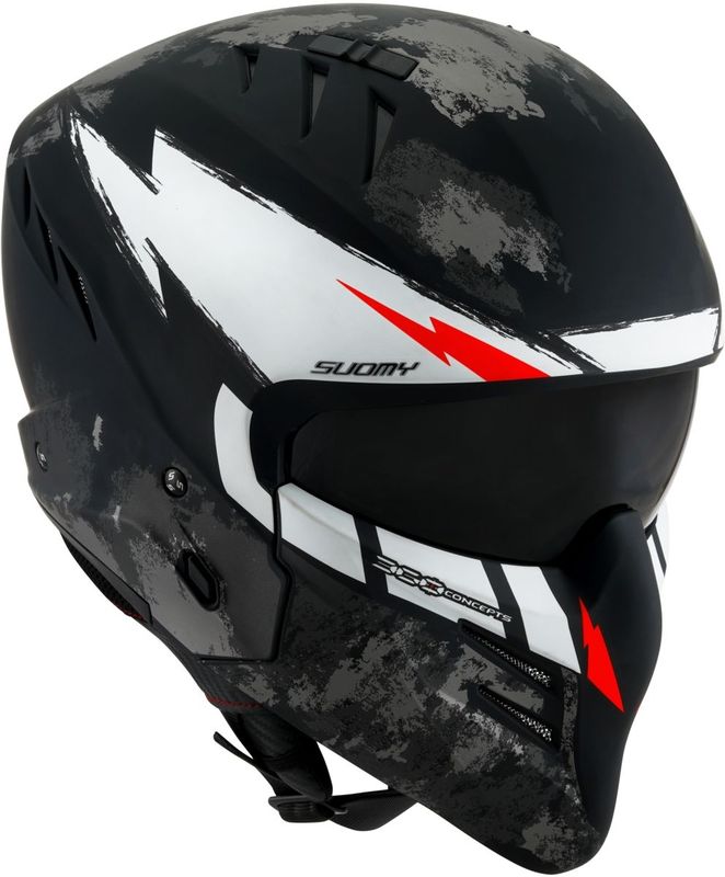 Suomy - Armor Hi Volt - Jethelm - Zwart Wit - Lichtgewicht