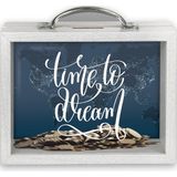 ZEP - hout/glas spaarpot Smith met tekst TIME TO DREAM formaat 6,5 x 21 cm - RM4143