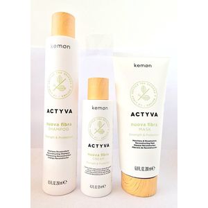 Kemon Nuova Fibra Trio Shampoo 250ml + Mask 200ml + Leave-in Reconstruction Cream 125ml