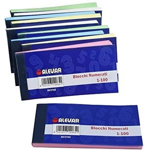 Alevar Cijferblokken 1-100, formaat 5,8 x 12 cm, 10 blokken, 2 x 5 kleuren, lichtblauw, geel, groen, roze, wit