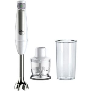 Braun MQ7020 WH Staafmixer 1000 W BPA-vrij, Traploze snelheidsinstelling, Met mixbeker Wit, Zilver