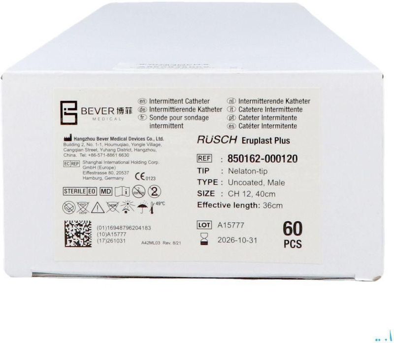 Rushcare - Eruplast Plus CH12 - Katheter - 60 Stuk