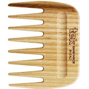 TEK - Kleine Kam - Natuurlijk Hout - 9 x 7,5 cm - Voor Dik Krullend of Golvend Haar