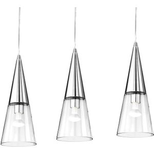 Ideallux Hanglamp Cono 3-lamps chroom/transparant