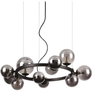 Ideal Lux PERLAGE 11 Light Round Globe Hanglamp Plafondlamp Zwart