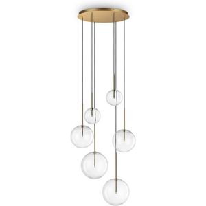 Equinoxe Cluster-Deckenleuchte mit 6 Leuchten, Messing - Ideal Lux