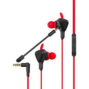 Celly CYBERWIREDBK In-Ear Gaming-hoofdtelefoon met geïntegreerde microfoon, afneembaar, flexibel, Jack 3.5, rood en zwart