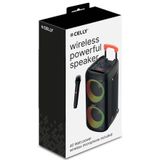 Celly, Draagbare bluetooth-luidspreker met draadloze microfoon en lichteffecten, True Wireless stereo-technologie voor feestjes en evenementen, gemakkelijk mee te nemen, vermogen van 40 W