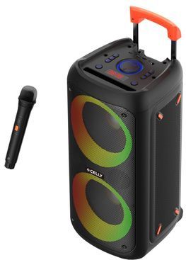 Celly, Draagbare bluetooth-luidspreker met draadloze microfoon en lichteffecten, True Wireless stereo-technologie voor feestjes en evenementen, gemakkelijk mee te nemen, vermogen van 40 W