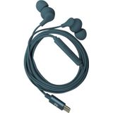 Celly, In-ear hoofdtelefoon met USB-C-kabel, met antwoordknop, volumeregeling, geïntegreerde microfoon, kleur: blauw