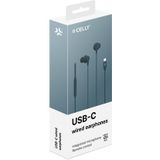 Celly, In-ear hoofdtelefoon met USB-C-kabel, met antwoordknop, volumeregeling, geïntegreerde microfoon, kleur: blauw