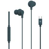 Celly, In-ear hoofdtelefoon met USB-C-kabel, met antwoordknop, volumeregeling, geïntegreerde microfoon, kleur: blauw