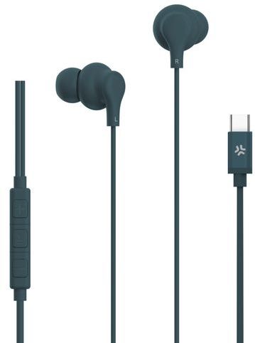 Celly, In-ear hoofdtelefoon met USB-C-kabel, met antwoordknop, volumeregeling, geïntegreerde microfoon, kleur: blauw