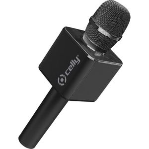 Celly Karaoke Microfoon met ingebouwde Speaker Zwart -  Bluetooth - draadloos - met echo - Treble - Bass - Speelt muziek af