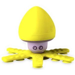 Celly Squiddy draadloze luidspreker met 6 mini-zuignappen en zuignappen met veilige grip voor douche, zwembad, badkamer en meer, geel