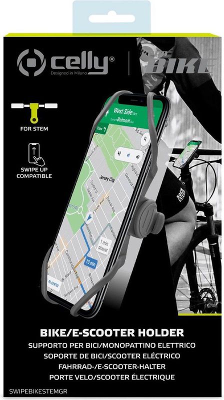 Celly Swipe Fiets Telefoonhouder - Swipe-up en Face-ID functies - Grijs