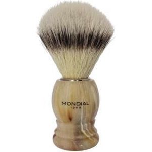 Mondial Scheerkwast Basic Silvertip Fibre - hoornbruin