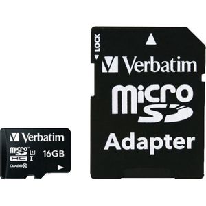 Verbatim Micro SDHC 16GB - Class 10 - Inclusief Adapter