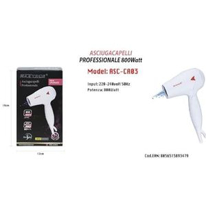 Trade Shop ASC-CA03-12672 reishaardroger, 800 W, opvouwbaar, haardroger met opzetstuk