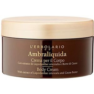 L'Erbolario, Ambraliquida Body Cream, Verzachtende en verkwikkende verzorging, hydraterende lichaamscrème, droge huid, geurcrème, geurcrème, formaat 250 ml