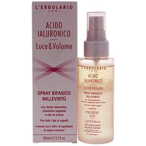 L'Erbolario, Thousand Virtues Tweefase haarspray voor lichtheid en volume, multifunctionele haarkuur met hyaluronzuur, plantaardige keratine en kokosolie, restructurerende spray, grootte: 100 ml