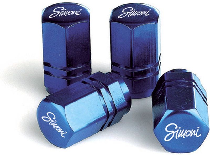 Simoni Racing - Set Ventielkapjes - Blauw - Aluminium - 4 Stuks