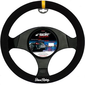 Simoni Racing - Stuurwielhoes Carrera Look - Zwart/Geel - Suedine