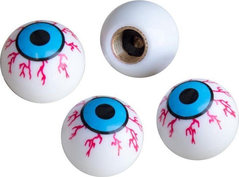 Simoni Racing - Set Ventielkapjes - Wit/Blauw/Rood - Kunststof - 4-Stuks