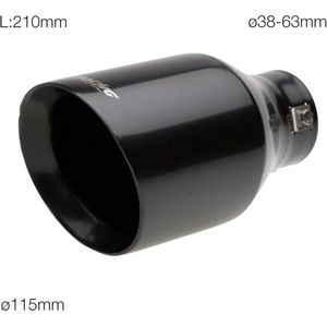 Simoni Racing Uitlaatsierstuk Rond/Schuin RVS Zwart - Ø115xL210mm - Montage 38-63mm