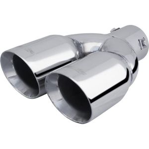 Simoni Racing Uitlaatsierstuk Dubbel Rond/Schuin RVS - Ø2x76xL240mm - Montage 34-60mm