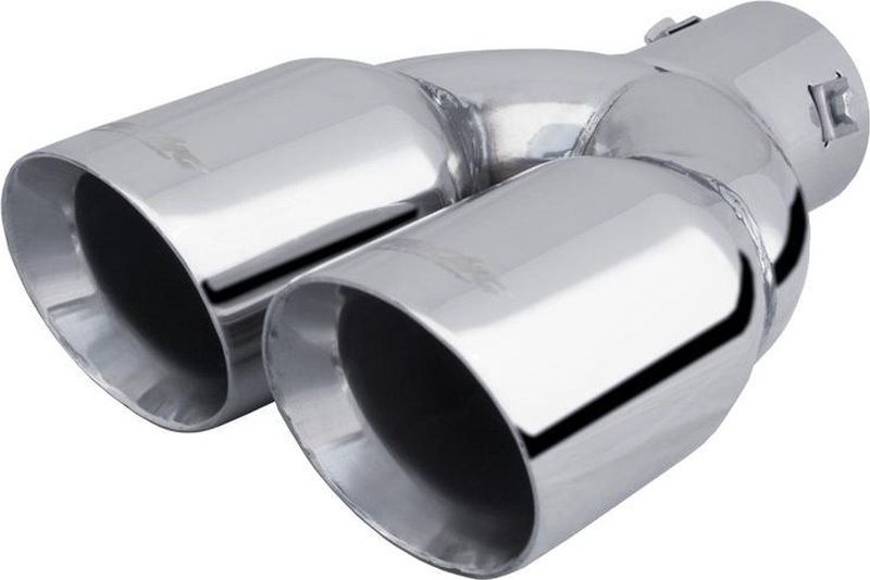 Simoni Racing - Uitlaat Sierstuk Dubbel Rond - RVS - 2x76xL240mm