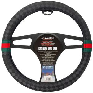 Leder Hand Naaisteken Stuurhoes Voor Ford Fiesta ST 2013 2014 2015 2016 2017 2018 Grijze Lijn Antislip Met Naald En Draad Zwart