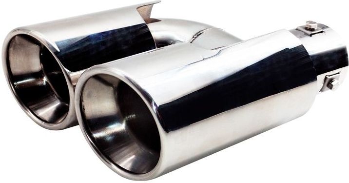 Simoni Racing - Dubbel Rond Uitlaat Sierstuk - Inox - Ø90xL220mm - Klembevestiging