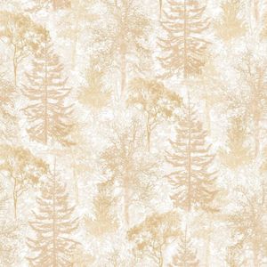 Evergreen - Behang - Bomen - Behang Woonkamer - Vliesbehang - Beige - 0,53x10.05m