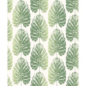 Evergreen - Behang - Monstera - Behang Woonkamer - Vliesbehang - Groen - 0,53x10.05m