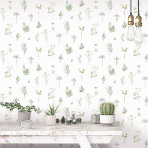 Evergreen - Bloemen - Behang - Wandbekleding - Vliesbehang - Groen - 0,53 x 10,05 M.