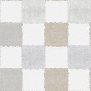 Behang met patchwork vierkantjes - Behang - Wandbekleding - Wallpaper - Vliesbehang - Zero - 0,53 x 10,05 M.