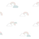 Noordwand Behang Mondo baby Clouds wit/blauw/roze