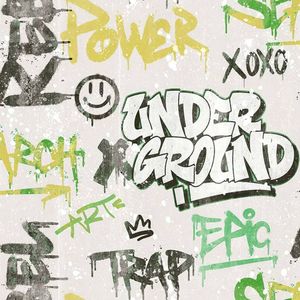 Noordwand Noordwand Behang Friends & Coffee Graffity Print grijs en groen