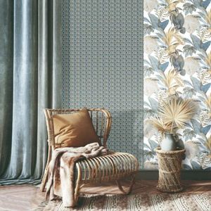 Noordwand-Behang-Topchic-Big-Leaves-blauw-en-beige