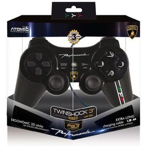 Atomic Accessories Joypad Twinshock Joystick Playstation 3, zwart - Accessoires voor videospellen (Joystick, Playstation 3, D-pad, Macro, menu, selecteren, starten, bekabeld, USB 2.0, zwart)