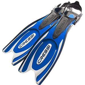 Cressi Fins Frog Plus Verstelbare zwemvliezen voor volwassenen, uniseks, blauw/zilver, XS/S